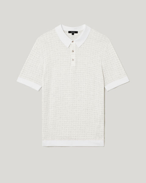 Orlando Two-Tone Short Sleeve Polo Knit, Grey Marle, hi-res